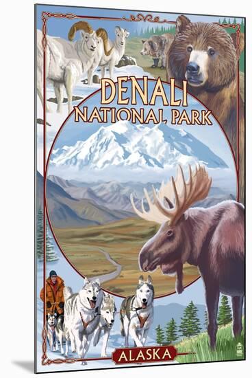 Denali National Park, Alaska - Park Views-Lantern Press-Mounted Art Print
