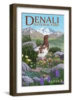 Denali National Park, Alaska - Ptarmigan-Lantern Press-Framed Art Print