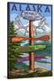 Denali National Park, Alaska - Sign Destinations-Lantern Press-Stretched Canvas