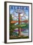 Denali National Park, Alaska - Sign Destinations-Lantern Press-Framed Art Print