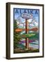 Denali National Park, Alaska - Sign Destinations-Lantern Press-Framed Art Print