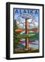 Denali National Park, Alaska - Sign Destinations-Lantern Press-Framed Art Print