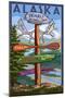 Denali National Park, Alaska - Sign Destinations-Lantern Press-Mounted Art Print