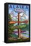 Denali National Park, Alaska - Sign Destinations-Lantern Press-Framed Stretched Canvas