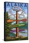 Denali National Park, Alaska - Sign Destinations-Lantern Press-Stretched Canvas