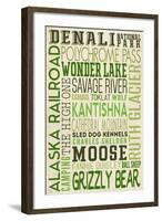Denali National Park, Alaska - Typography (Version 2)-Lantern Press-Framed Art Print