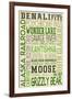 Denali National Park, Alaska - Typography (Version 2)-Lantern Press-Framed Art Print