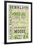 Denali National Park, Alaska - Typography (Version 2)-Lantern Press-Framed Art Print