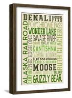 Denali National Park, Alaska - Typography (Version 2)-Lantern Press-Framed Art Print