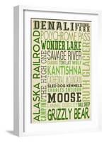 Denali National Park, Alaska - Typography (Version 2)-Lantern Press-Framed Art Print