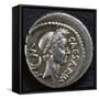 Denarius Bearing Portrait of Julius Caesar, 45 BC, Recto, Roman Coins BC-null-Framed Stretched Canvas