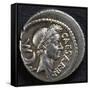 Denarius Bearing Portrait of Julius Caesar, 45 BC, Recto, Roman Coins BC-null-Framed Stretched Canvas