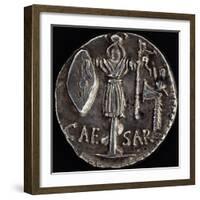 Denarius Issued by Julius Caesar in Gaul Depicting Gallic Weapons-null-Framed Giclee Print