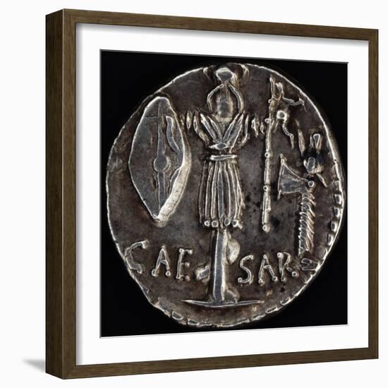 Denarius Issued by Julius Caesar in Gaul Depicting Gallic Weapons-null-Framed Giclee Print