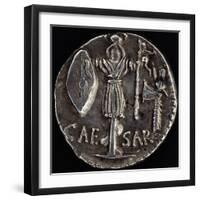 Denarius Issued by Julius Caesar in Gaul Depicting Gallic Weapons-null-Framed Giclee Print