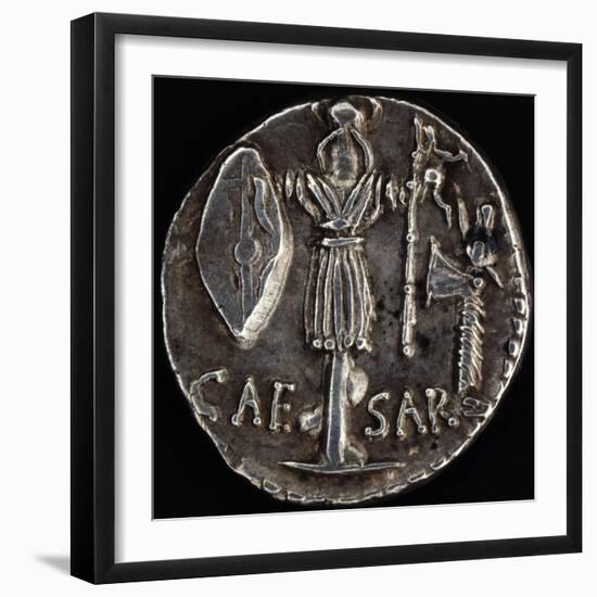 Denarius Issued by Julius Caesar in Gaul Depicting Gallic Weapons-null-Framed Giclee Print