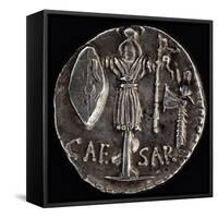 Denarius Issued by Julius Caesar in Gaul Depicting Gallic Weapons-null-Framed Stretched Canvas