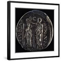 Denarius Issued by Triumvir Marco Emilio Lepido Depicting Him Crowning Ptolemy V Epiphanes of Egypt-null-Framed Giclee Print