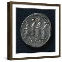 Denarius of Caius Junius Brutus Depicting Brutus First Consul Consular Procession, 60 BC-null-Framed Giclee Print