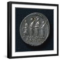 Denarius of Caius Junius Brutus Depicting Brutus First Consul Consular Procession, 60 BC-null-Framed Giclee Print