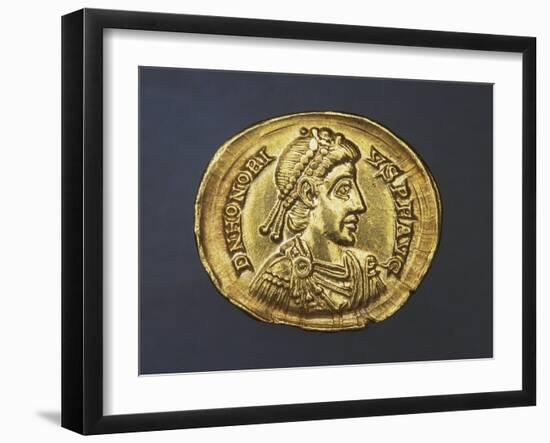 Denarius of Honorius Bearing Image of Emperor, Recto, Byzantine Coins, 5th Century-null-Framed Giclee Print