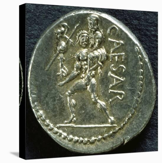 Denarius of Julius Caesar Depicting Aeneas and Anchises, 50 BC, Verso, Roman Coins BC-null-Stretched Canvas