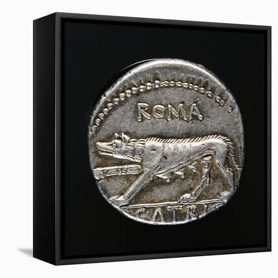 Denarius with Capitoline Wolf, Roman Coins-null-Framed Stretched Canvas