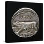 Denarius with Capitoline Wolf, Roman Coins-null-Stretched Canvas