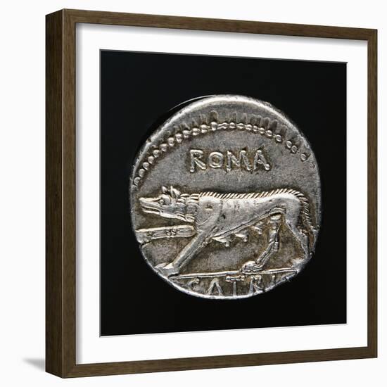 Denarius with Capitoline Wolf, Roman Coins-null-Framed Giclee Print