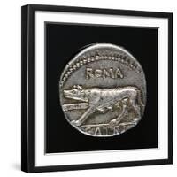 Denarius with Capitoline Wolf, Roman Coins-null-Framed Giclee Print