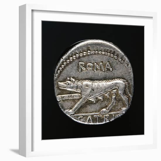 Denarius with Capitoline Wolf, Roman Coins-null-Framed Giclee Print