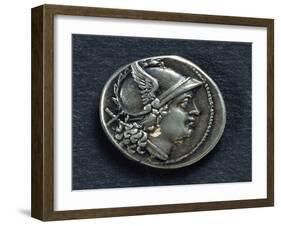 Denarius with Head of Mars, Roman Coins-null-Framed Giclee Print