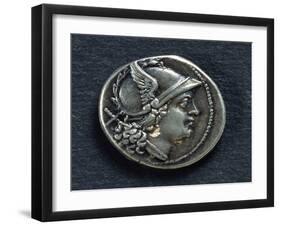 Denarius with Head of Mars, Roman Coins-null-Framed Giclee Print