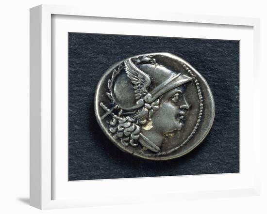 Denarius with Head of Mars, Roman Coins-null-Framed Giclee Print