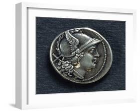 Denarius with Head of Mars, Roman Coins-null-Framed Giclee Print