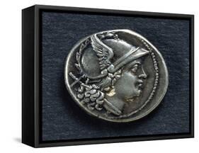 Denarius with Head of Mars, Roman Coins-null-Framed Stretched Canvas