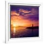 Denia Sunset Lighthouse at Dusk in Alicante at Spain-Natureworld-Framed Photographic Print