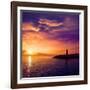 Denia Sunset Lighthouse at Dusk in Alicante at Spain-Natureworld-Framed Photographic Print