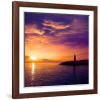 Denia Sunset Lighthouse at Dusk in Alicante at Spain-Natureworld-Framed Photographic Print