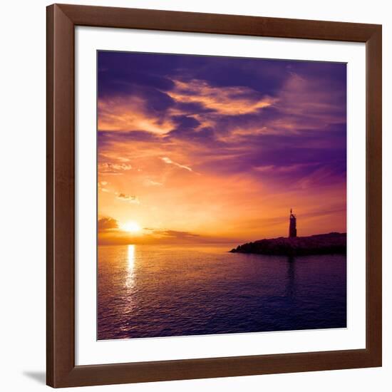 Denia Sunset Lighthouse at Dusk in Alicante at Spain-Natureworld-Framed Photographic Print