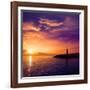 Denia Sunset Lighthouse at Dusk in Alicante at Spain-Natureworld-Framed Photographic Print