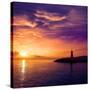 Denia Sunset Lighthouse at Dusk in Alicante at Spain-Natureworld-Stretched Canvas