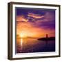 Denia Sunset Lighthouse at Dusk in Alicante at Spain-Natureworld-Framed Photographic Print