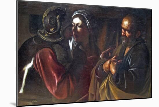 Denial of St. Peter-Caravaggio-Mounted Art Print