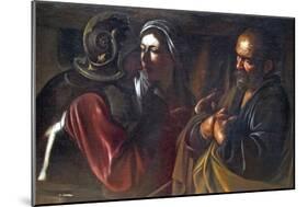 Denial of St. Peter-Caravaggio-Mounted Art Print