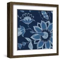 Denim Floral 1-Diane Stimson-Framed Art Print