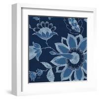 Denim Floral 1-Diane Stimson-Framed Art Print