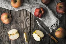 Red Apples and Towel on the Old Boards Horizontal-Denis Karpenkov-Photographic Print