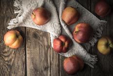 Red Apples and Towel on the Old Boards Horizontal-Denis Karpenkov-Photographic Print