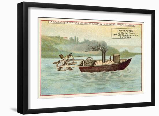 Denis Papin's First Steam Powered Boat, 18th Century-null-Framed Giclee Print